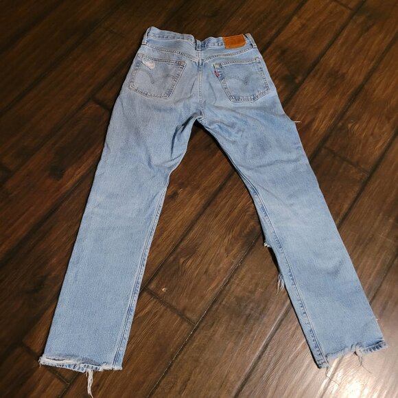 Levi’s 501 Ripped Blue, Straight Leg Jeans – Size 2 - Picture 2 of 5